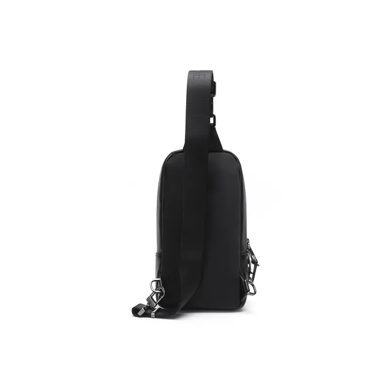 ELLE HOMME Cow Leather Sling Bag Men's Black-3