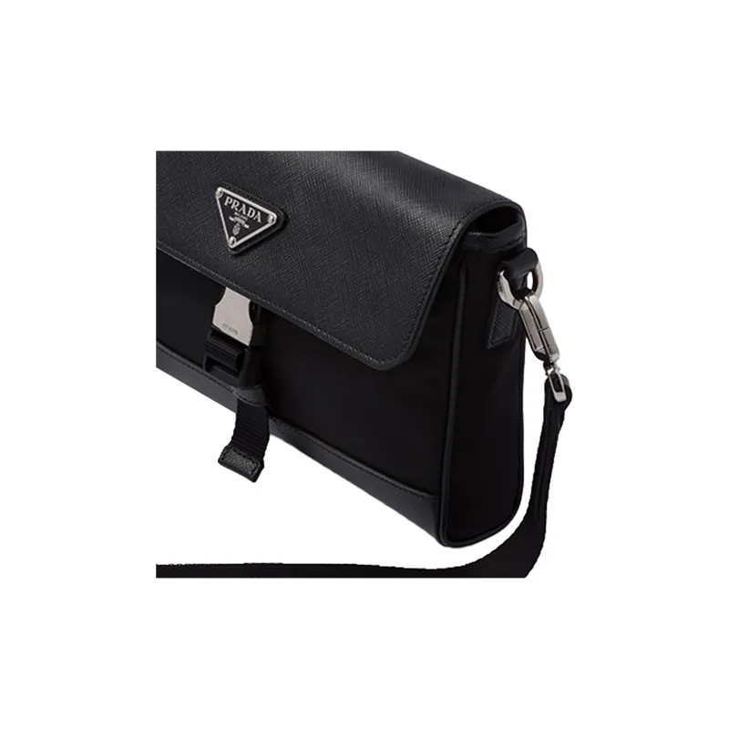 PRADA Re NylonSaffiano Fabric Shoulder Bag, Crossbody Bag Regular Men's Black-5