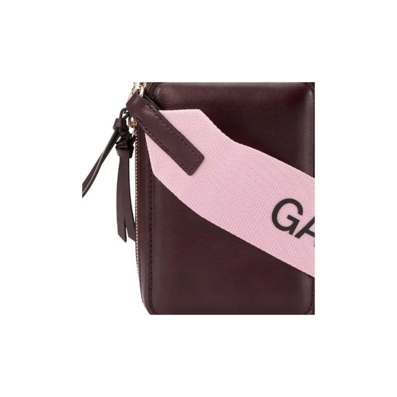 GANNI Smooth Leather Camera Bag Shoulder Bag Crossbody Bag Mini Women's Burgundy-2