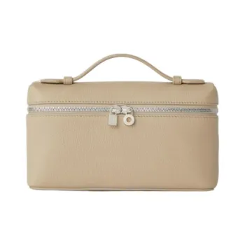 Loro Piana ExtraPocket Leather Small Square Makeup Bag Handbags Shoulder Bags Women's Light Milk Scent Color