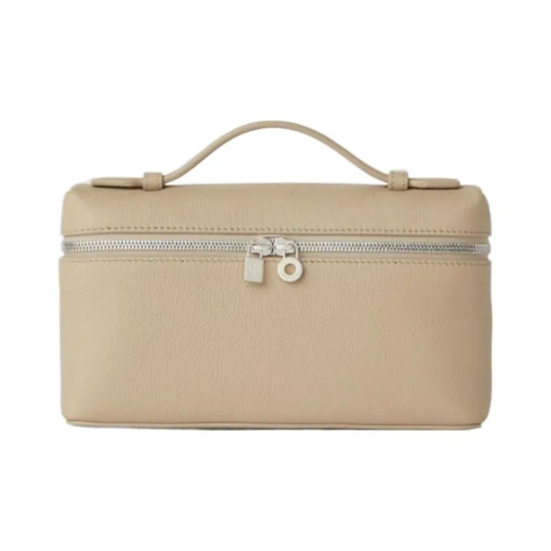 Loro Piana ExtraPocket Leather Small Square Makeup Bag Handbags Shoulder Bags Women's Light Milk Scent Color-0