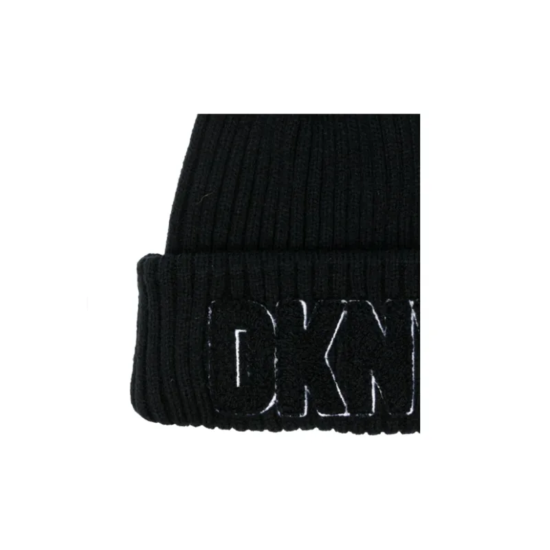 DKNY Logo patch Ribbed Beanie-1