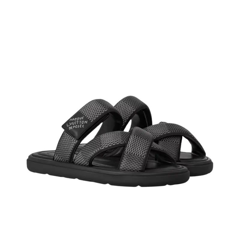 LOUIS VUITTON Slip Resistant Slide Slippers Men's Black-3