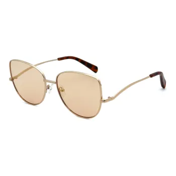 Pair Ponyo Metal Square Sunglasses Unisex Gold