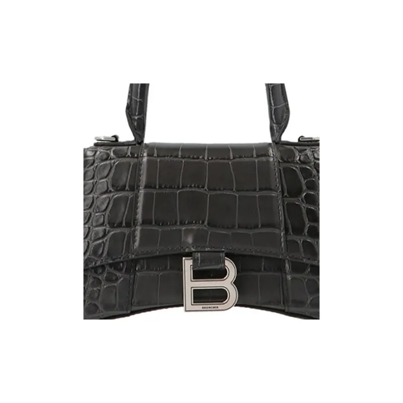 Balenciaga Hourglass Leather Handbag Women's Dark Gray-3