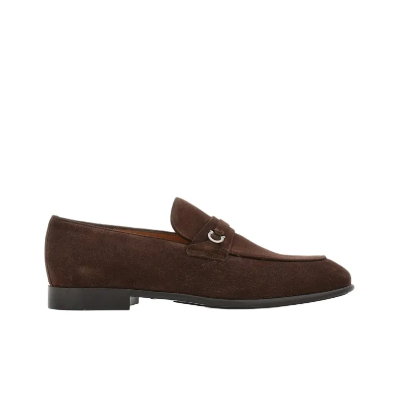 FERRAGAMO Gancini-plaque Suede Loafers-1