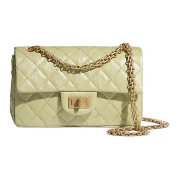 CHANEL 2.55 Calfskin And Metal Flap Bag Shoulder Bag Women's Green & Gold