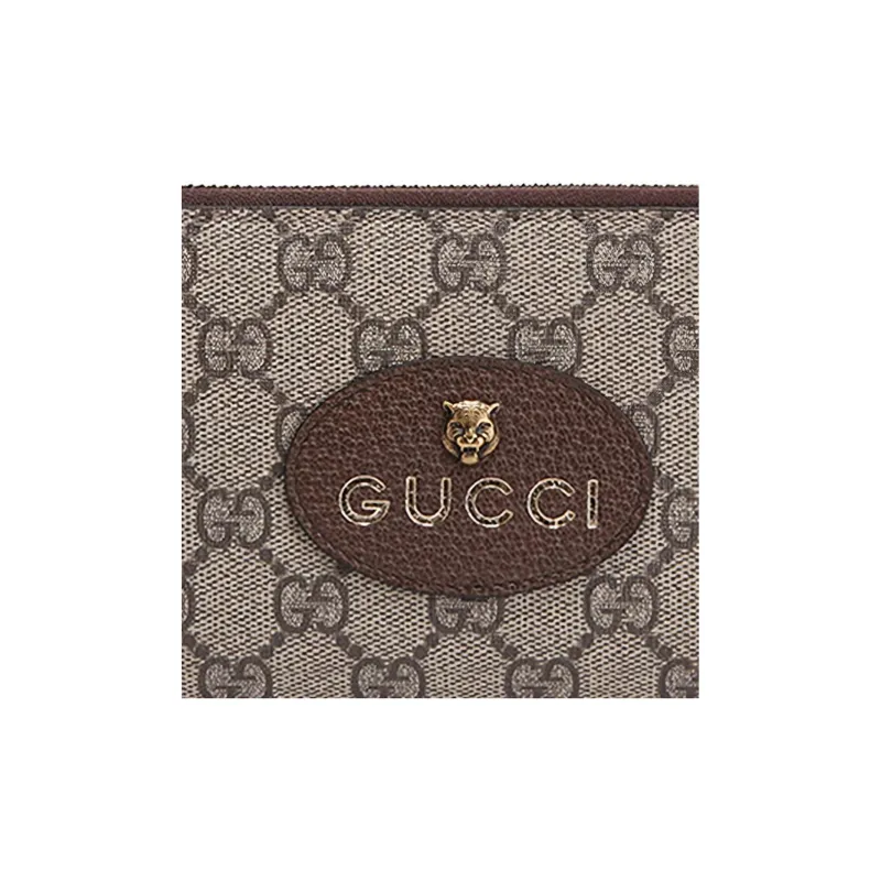 GUCCI Neo Vintage Series Canvas With Leather Canvas Bag Wallet Unisex Ebony/Brown/Yellow-4