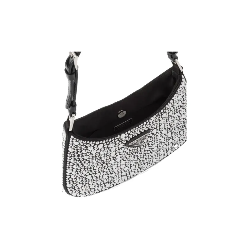 PRADA Cleo Satin Bag With Appliques Metal-4