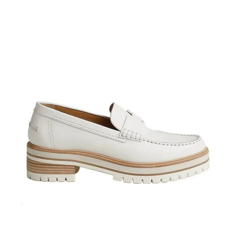 HERMES Ivy Loafers Women's White-1