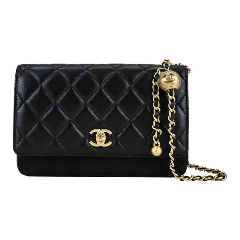 CHANEL WOC Smooth Lambskin Shoulder Bag, Crossbody Bag Mini Women's Black-0