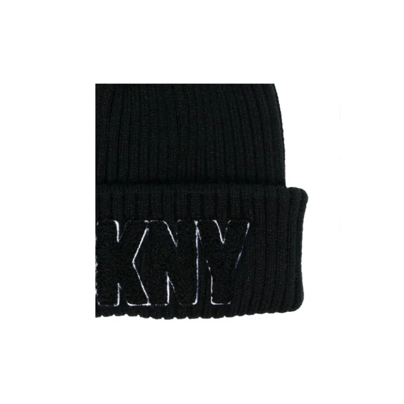 DKNY Logo patch Ribbed Beanie-2