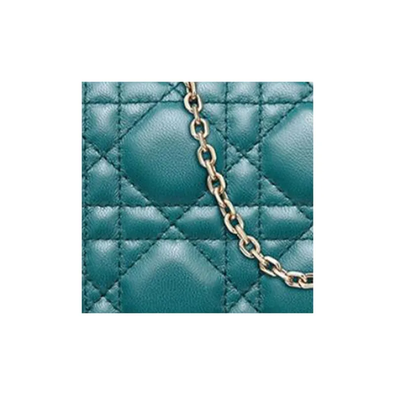 DIOR Lady Dior Sheepskin Clutches Shoulder Bag Crossbody Bag Small Size Women's Blue-5