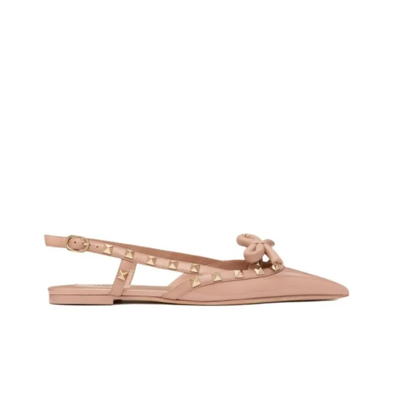 Valentino Garavani Rockstud Bow Slingback Ballerina Shoes-1