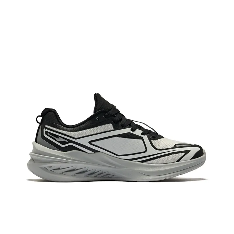 Erke Cushioning Breathable Low Top Running Shoes Men's White Dew Gray Jet Black-1