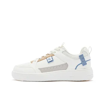 QIAODAN Coverage Slip-Resistant Balance Low-Top Skateboard Shoes Men's Ivory Mineral Blue