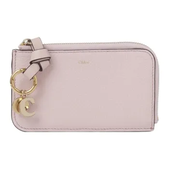 Chloe Alphabet Grained Calfskin Coin Purses Wallets Small Size Women's Pink