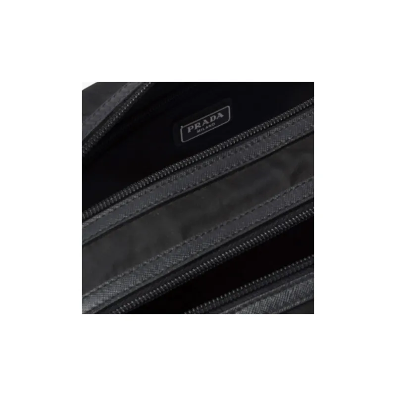 PRADA Saffiano Leather Toiletry Bags Clutches Unisex Black-3