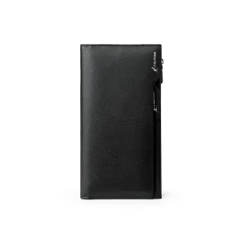 L'ALPINA Top Grain Cow Leather Card Holder Ticket Clip Wallet Regular Men's Black