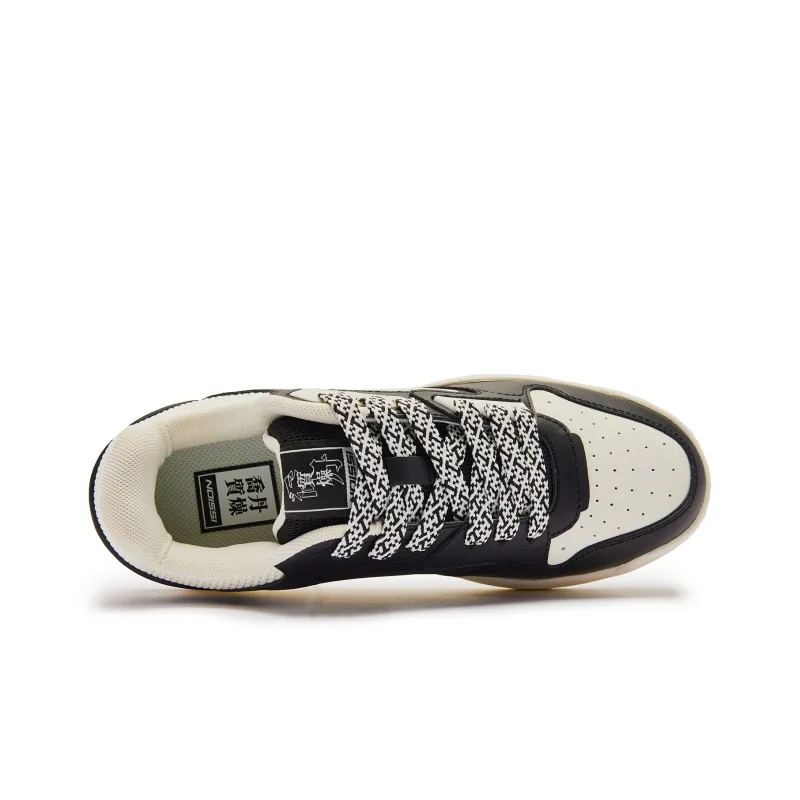 QIAODAN Sea Salt 2.0 Height Increasing Wear Resistant Slip Resistant Low Top Skateboard Shoes Women's Black Ivory-3