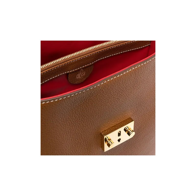 MARK CROSS Grained Calfskin Bucket Bag Handbag Shoulder Bag Crossbody Bag Large Size Women's Brown-2