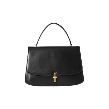 THE ROW Calfskin Messenger Bag Handbag Small Size Women's Black