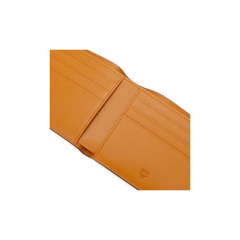 MCM Original Visetos Leather PVC Wallet Women's Brown Cognac-3