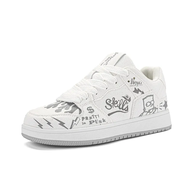 The Simpsons Anti Slip Wear Resistant Breathable Lightweight Cushioning Low Top Canvas Shoes Unisex White-3