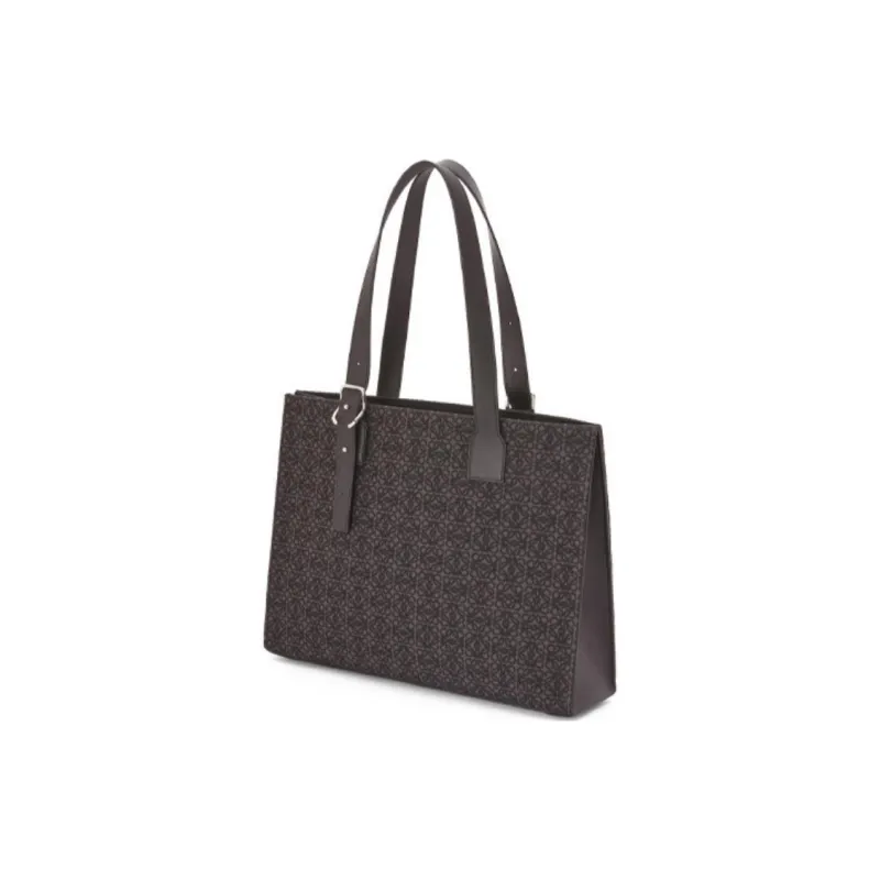 LOEWE Canvas Jacquard With Calfskin Canvas Bag Tote Bag Shopping Bag Shoulder Bag Handbag Men's Anthracite/Black-1