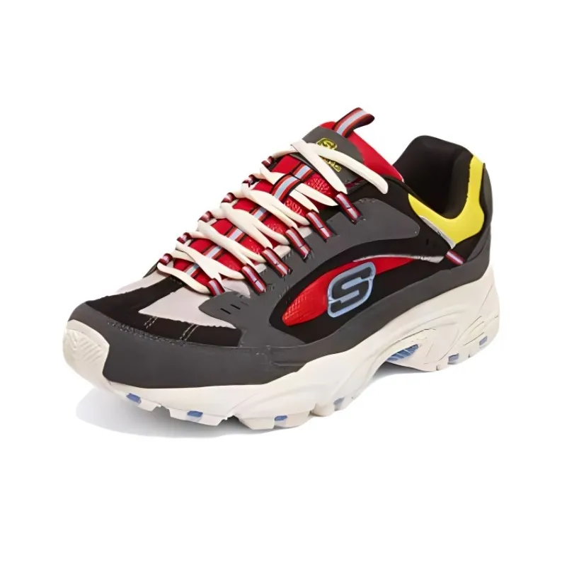 Skechers Slip-Resistant Breathable Low-Top Chunky Sneakers Men's Gray Red-2