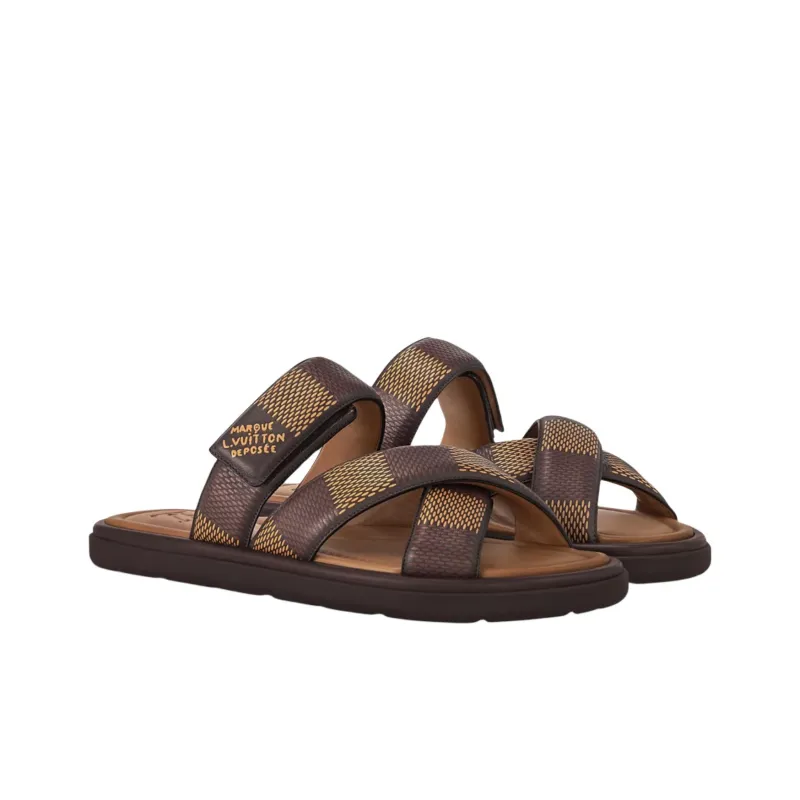 LOUIS VUITTON Slip Resistant Slide Slippers Men's Brown-2