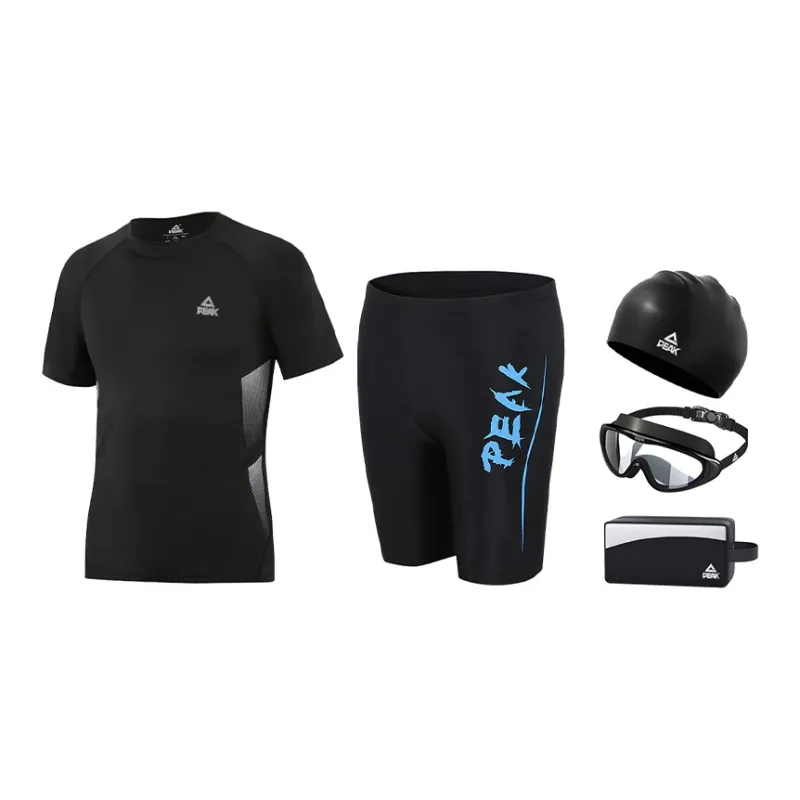PEAK Swimming Sets Polyester Elastane Pool Men's Black Gold Black Blue-1