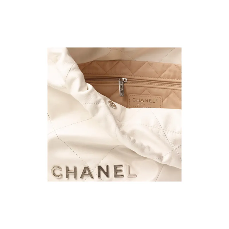CHANEL Smooth Finish Calfskin Tote Bag, Shopping Bag, Portable Crossbody Bag, Shoulder Bag Trumpets Women's White-3