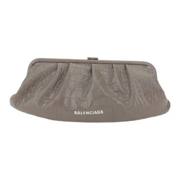 Balenciaga Calfskin One Shoulder Crossbody Clutches Extra Large Women's Gray