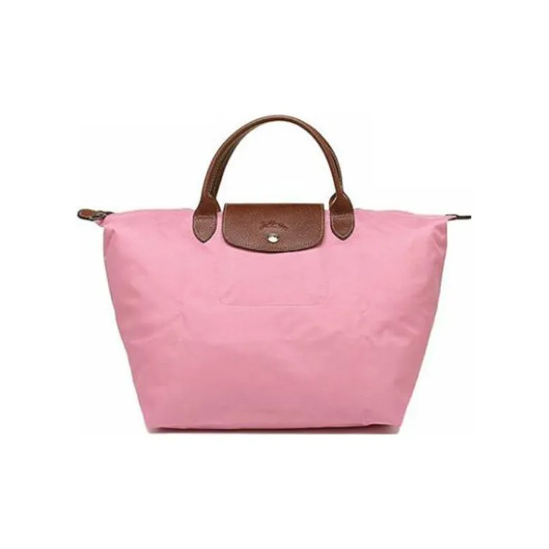 LONGCHAMP Le Pliage Canvas With Cow Leather Detail Dumpling Bag Handbag Medium Size Women's Pink-0