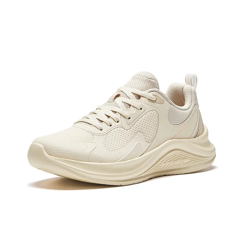 Anta Cushioning, Slip Resistant, Breathable, Lightweight Low Top Casual Running Shoes Women's White Gray-1
