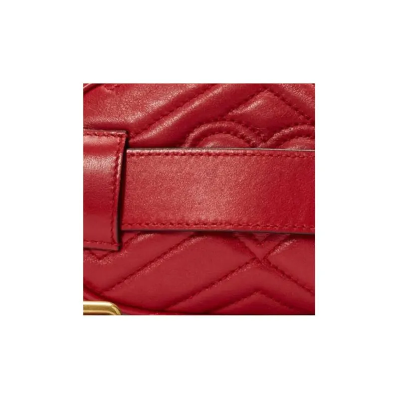 GUCCI GG Marmont Leather Sling Bag Fanny Pack Women's Red-7