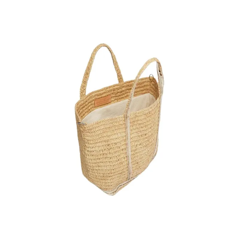 Vanessa Bruno Raffia Tote Bag, Shopping Bag, Shoulder Bag, Crossbody Bag, Handbag Women's Beige-2
