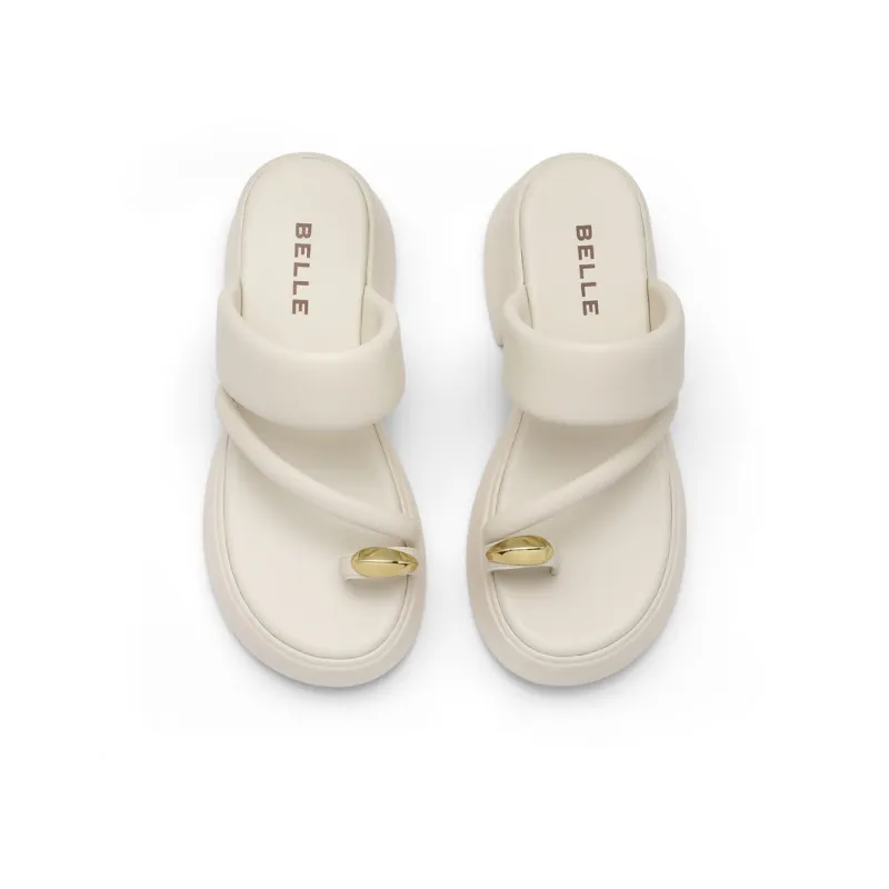 BELLE EVA Metal Slip-Resistant Slide Slippers Women's Ecru Apricot-2