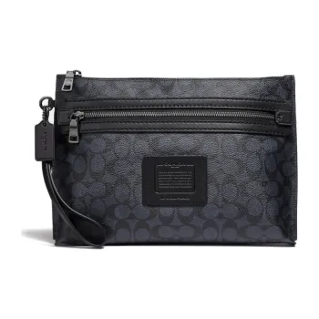 COACH Academy PVC Messenger Bag Clutches Large Size Men's Dark Blue