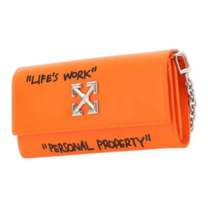 OFF-WHITE Leather Shoulder Bag Crossbody Bag Wallets Women's Orange-2
