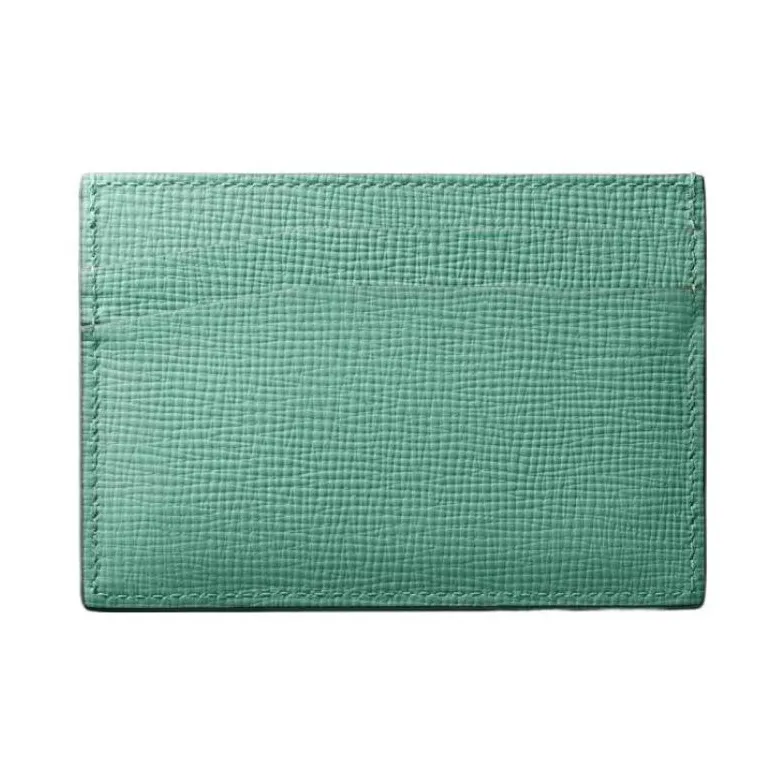 CARTIER Calfskin Card Clip Card Holder Women's Yellow Jade Green-1