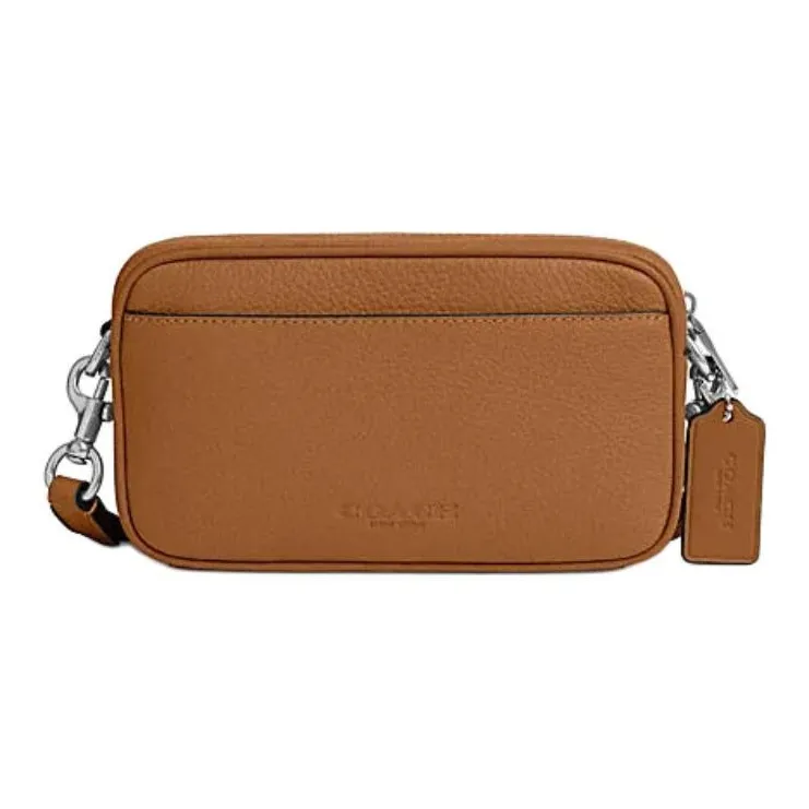 COACH Cow Leather Shoulder Bag, Crossbody Bag Trumpets Women's Light Brown-0
