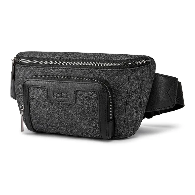 FAIRWHALE Oxford With Cow Leather Fanny Pack Regular Men's Dark Gray-1
