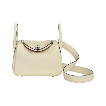HERMES Lindy Swift Calfskin Handbag, Shoulder Bag, Crossbody Bag Mini Women's Cream White/Lemon
