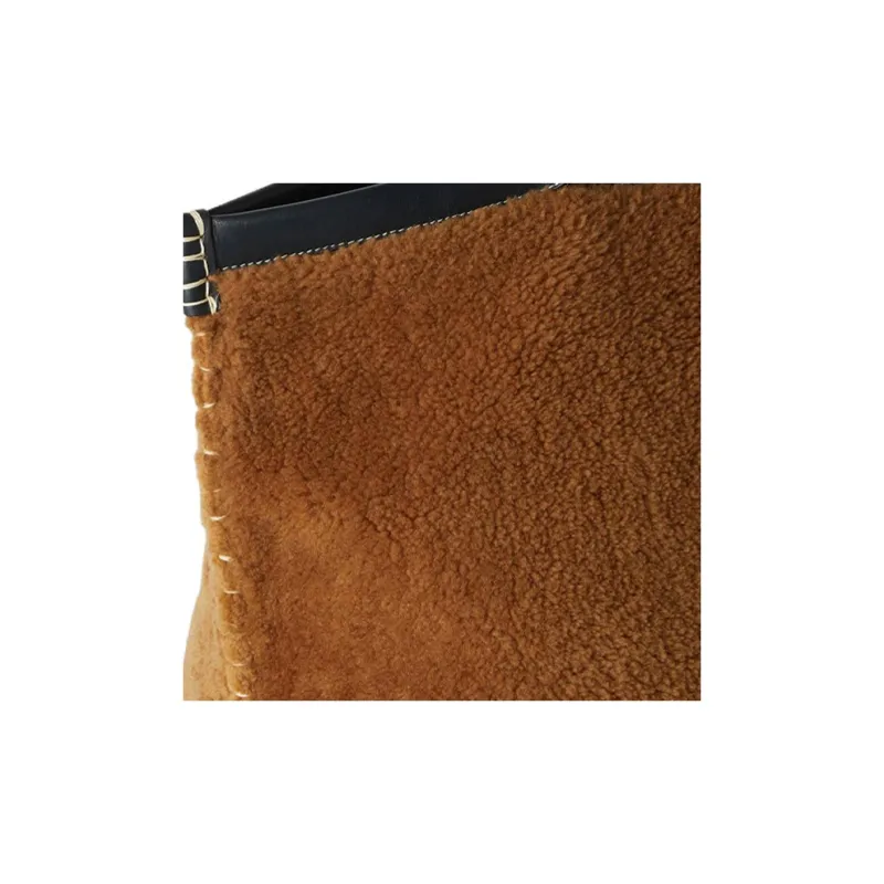 Loro Piana Shearling Tote Bag Shopping Bag Handbag Regular Women's Latte Brown PinYuan Tree Rainforest-2