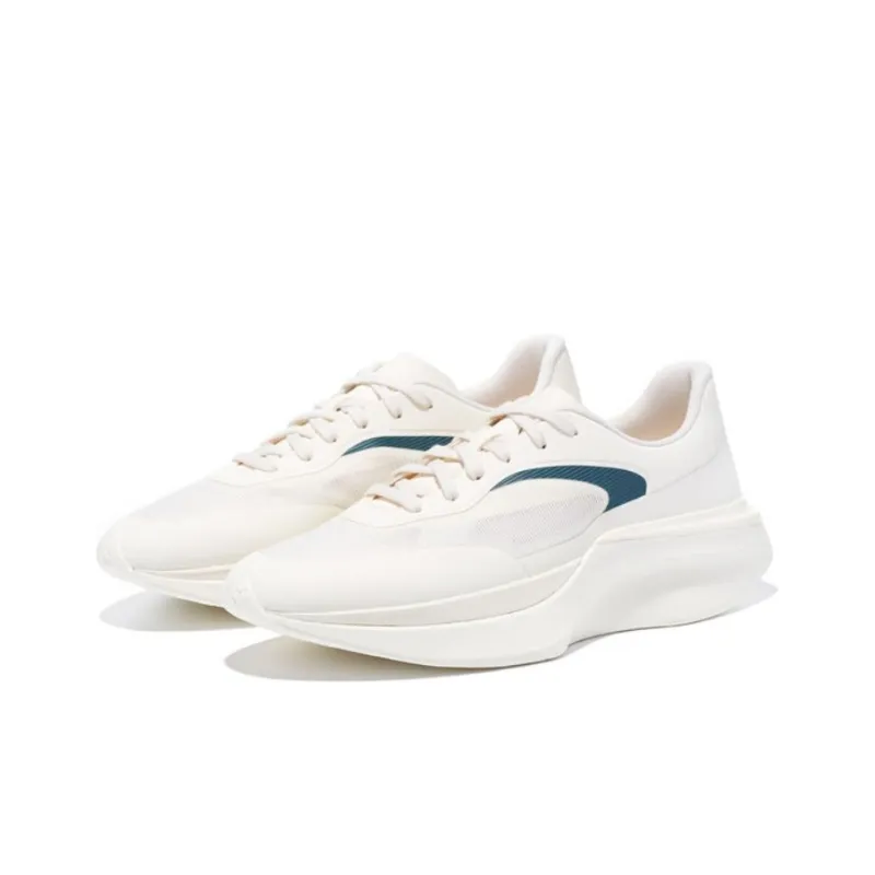 LI NING 1990 Rebound Cushioning Height Increase Casual Running Shoes Men's White Green-1