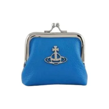 Vivienne Westwood Jordan Grained Cow Leather Coin Purses Wallets Mini Women's Blue