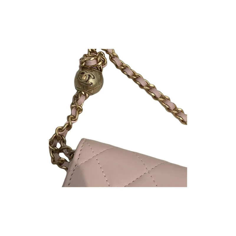CHANEL WOC Sheepskin Crossbody Bags Women's Light Pink-3