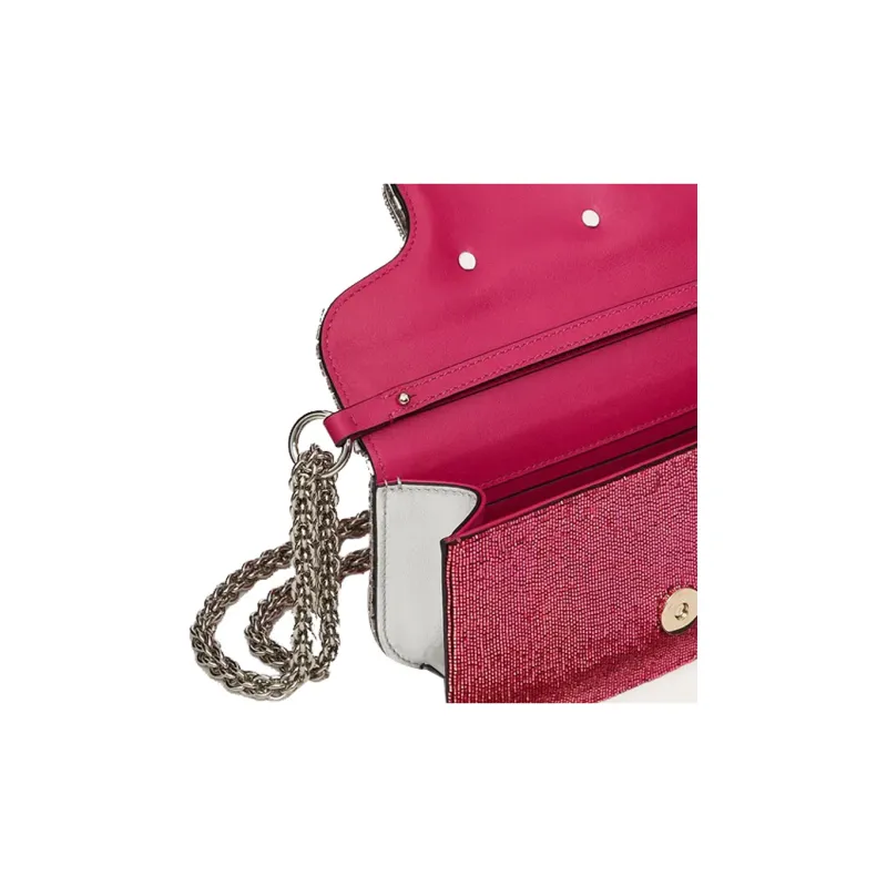 Valentino Locò Leather Baguette Bag Shoulder Bag Crossbody Bag Handbags Mini Women's Red-3